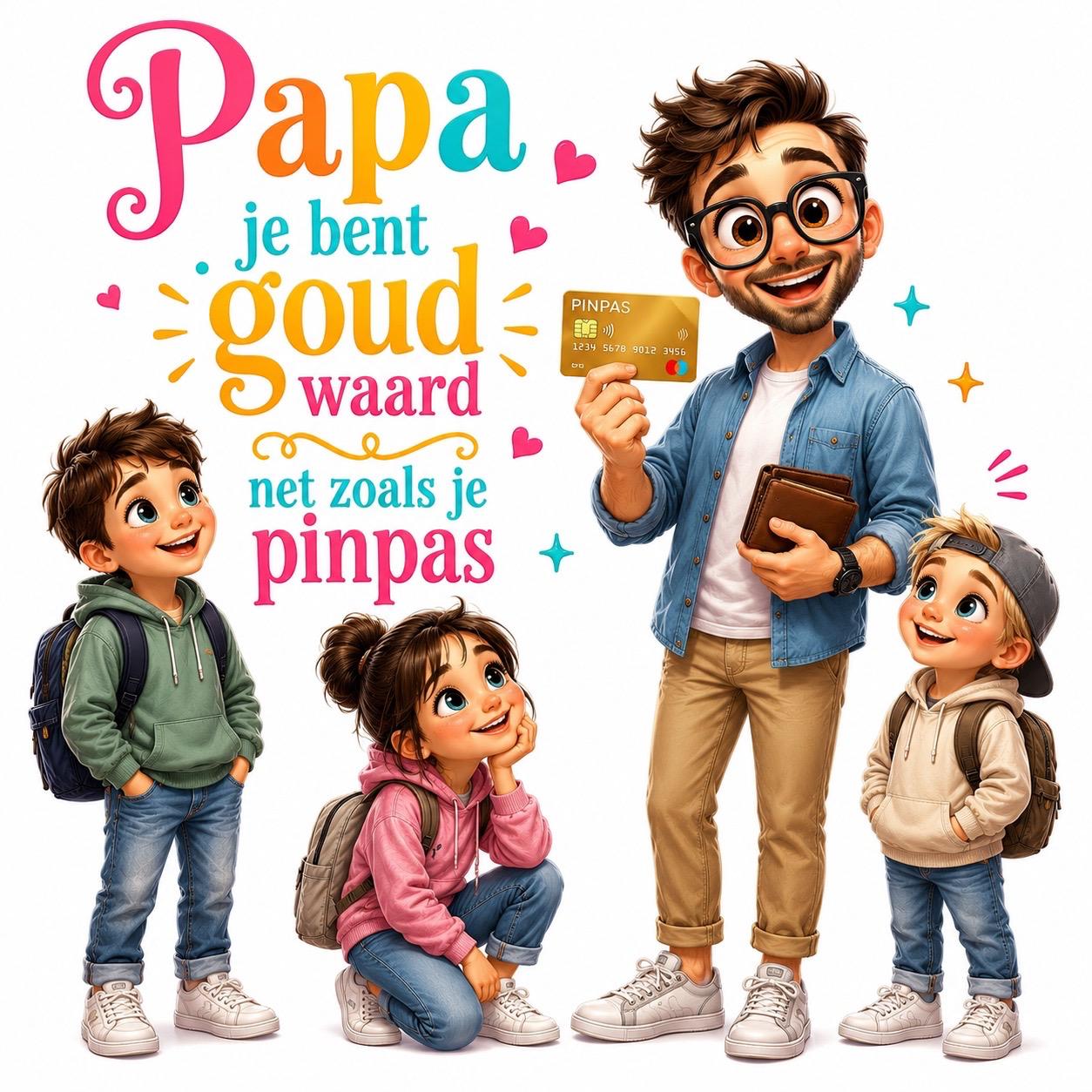 💙“Papa, je bent goud waard net zoals je pinpas” 💙