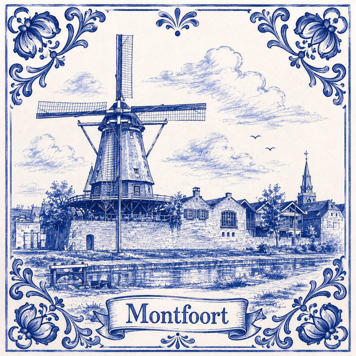 π‘πΏ Tegeltje Molen Montfoort β Delfts blauw π