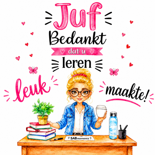Juf bedankt dat u leren leuk maakte