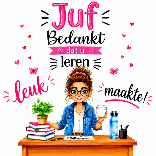 Juf bedankt dat u leren leuk maakte