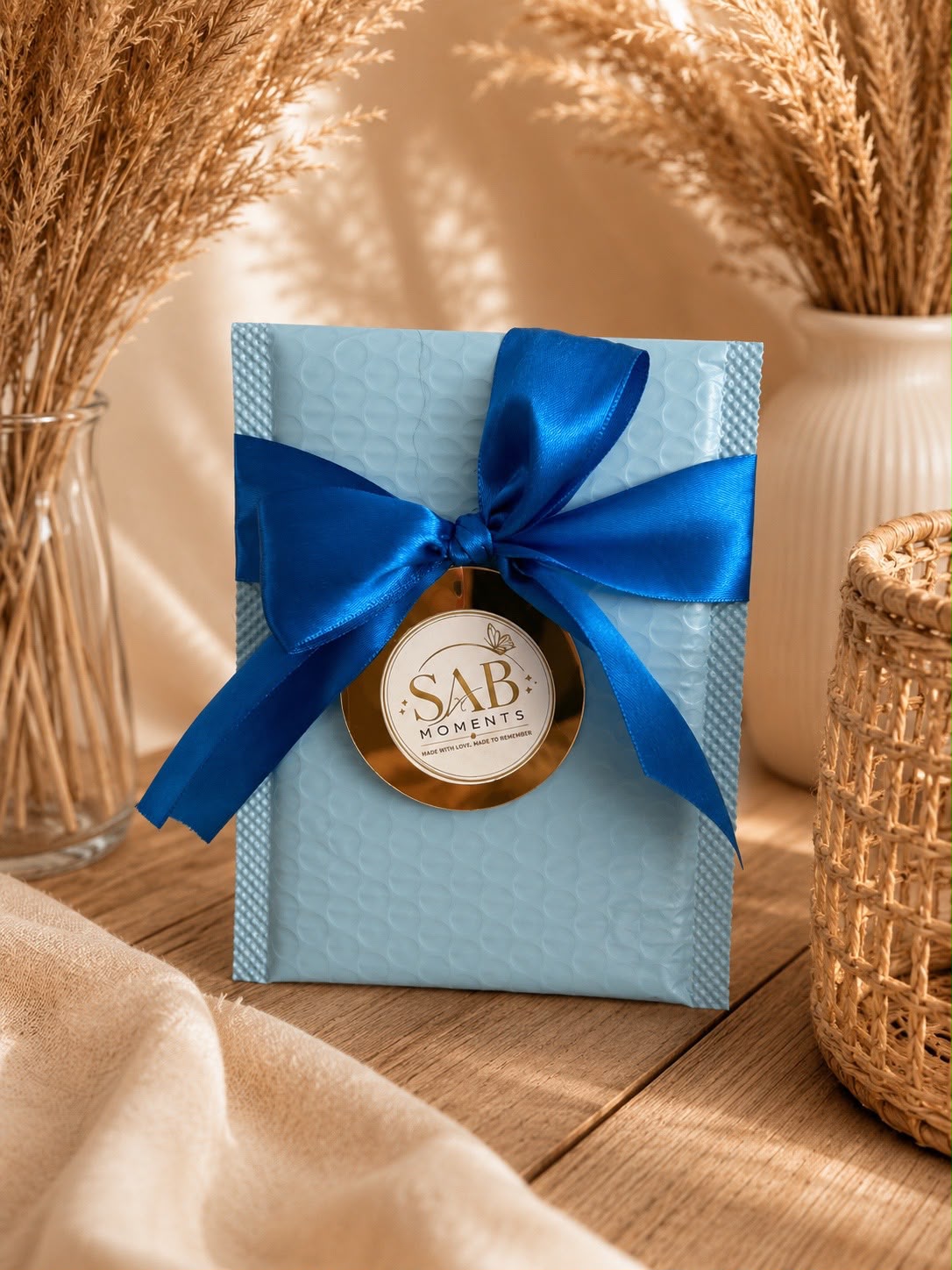 Luxe blauwe cadeauverpakking voor uw tegeltje 💙